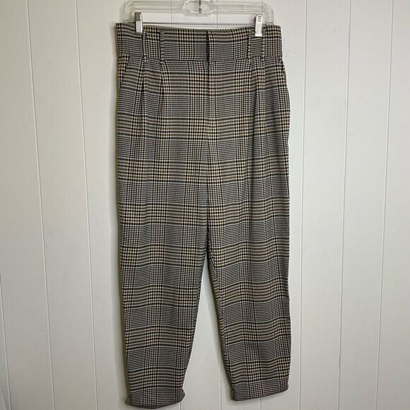 Zara TRF Collection Women's Size Medium Blue Gray Brown Striped Dress Pants - Picture 1 of 12